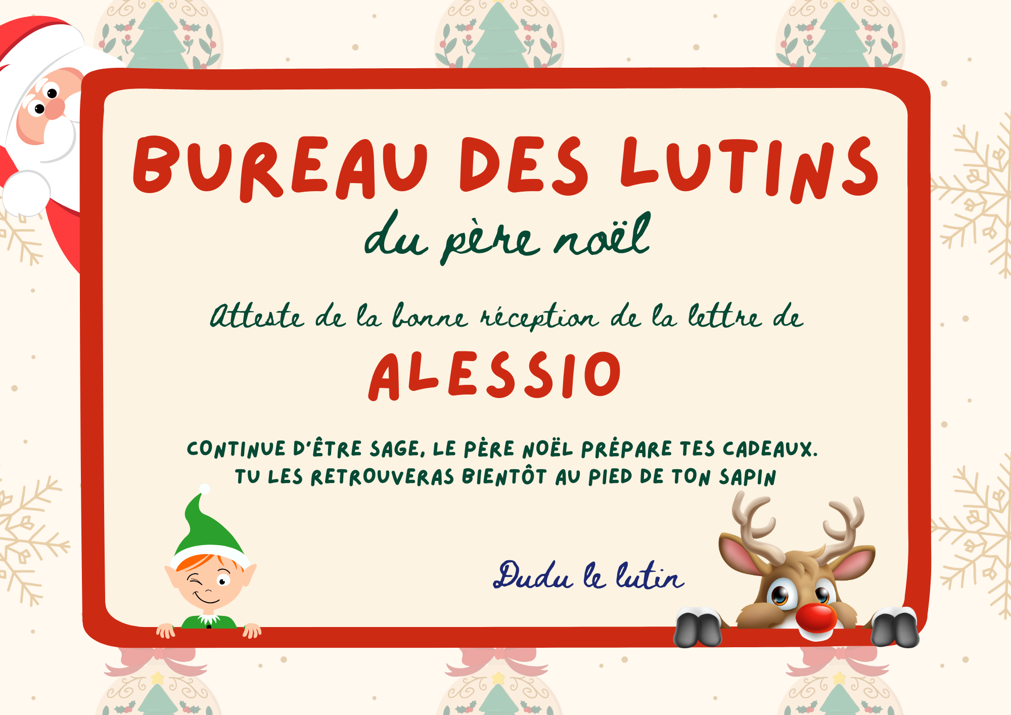 Attestation du Père Noël