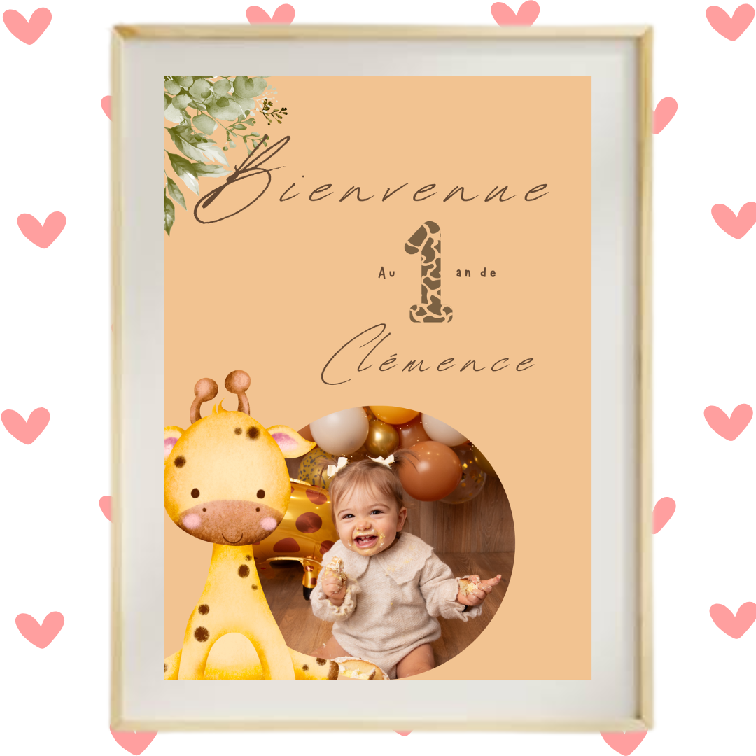 Affiche fête de bienvenue ( Baptême/ anniversaire) A3