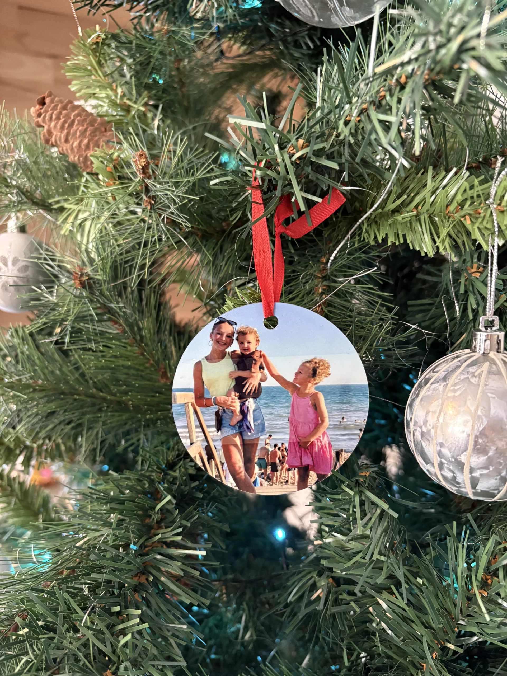 Boule de Noël plate personnalisable (recto/verso)