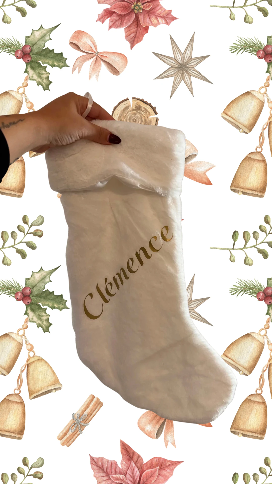 Chausette de Noël personnalisable blanche