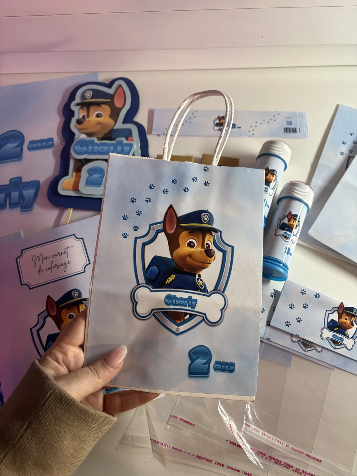Sac cadeau d'anniversaire enfant personnalisé pour ses 2 ans